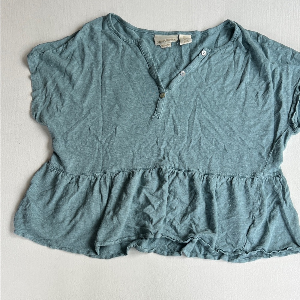 Cynthia Rowley Teal Peplum Blouse
